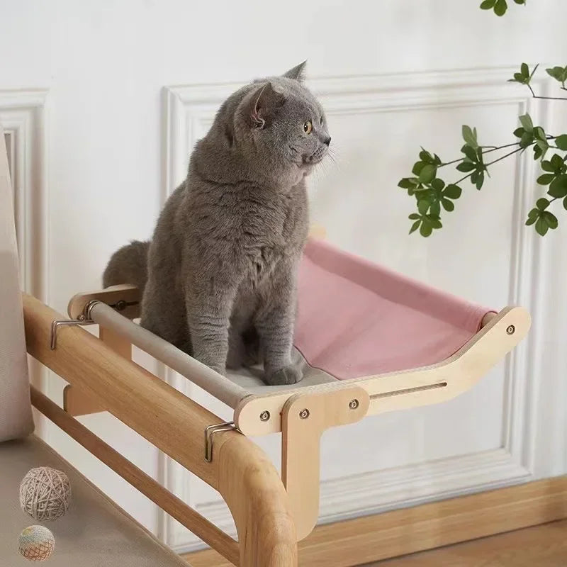 Hamaca de madera para gatos – Cama elevada y cómoda 🐱✨