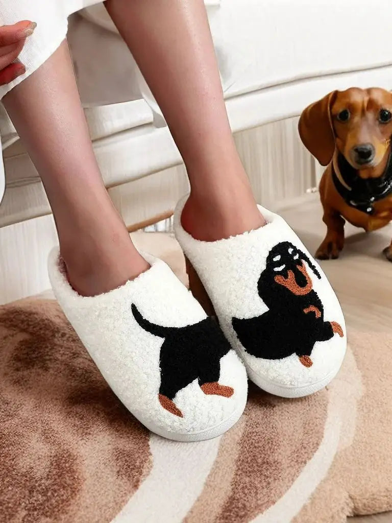 Pantuflas de Peluche con Diseño de Perro Salchicha 🐶💖