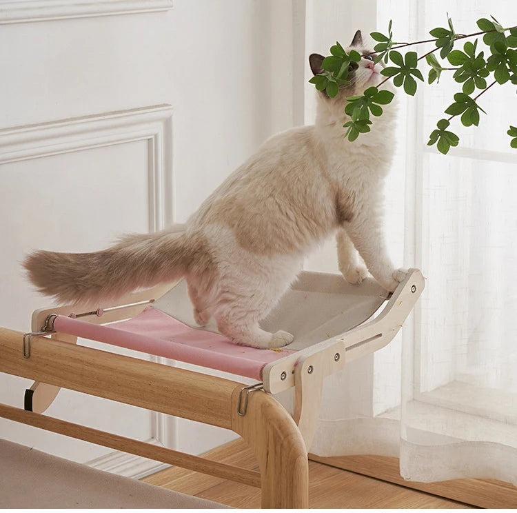 Hamaca de madera para gatos – Cama elevada y cómoda 🐱✨